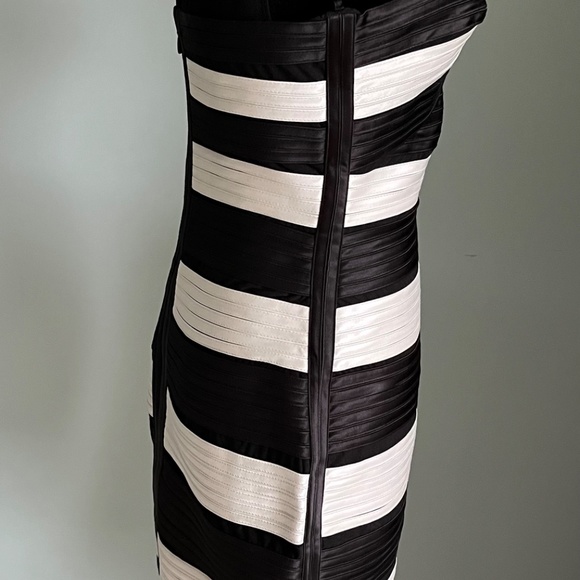 BCBGMaxAzria Black & White Striped Mara Cocktail Mini Dress 8 - Picture 4 of 16